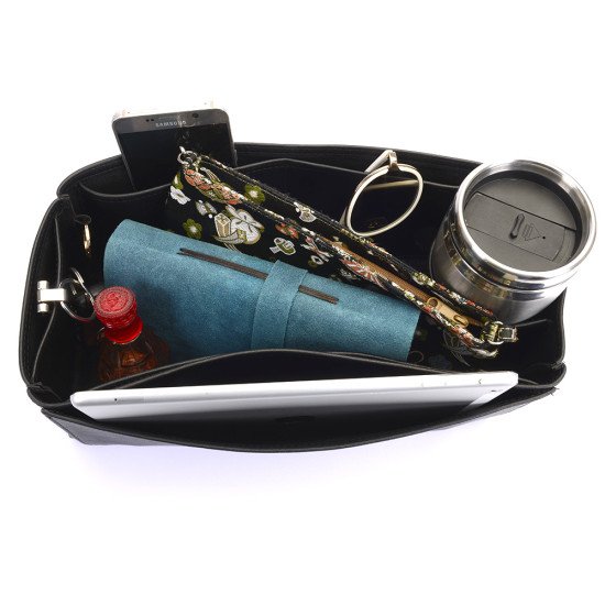 Graceful MM Vegan Leather Handbag Organizer in Black Color