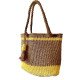 Paper Yarn Beach Bag in Shades of Brown and Attached Tassel 