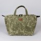 Zipper Waxed Canvas Tote Bag Large Size in Distressed Green