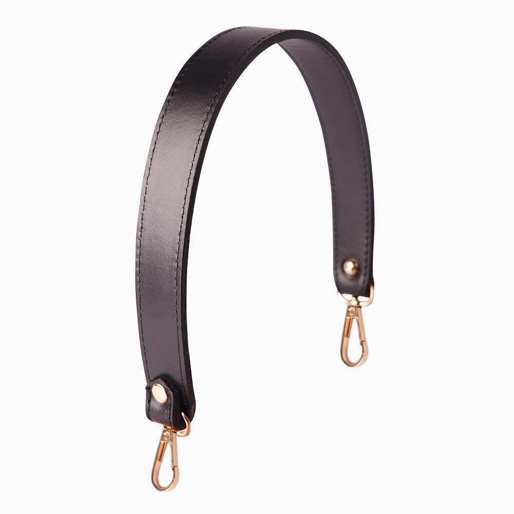 Hobo Style Black Leather Strap and Top Handle Replacement for Designer Bags  (19.6 in. Length / 1 in. wide)