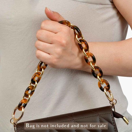 Acrylic Chain Handbag Handle and Charm in Bronze and Light Gold