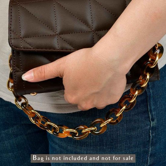 Acrylic Chain Handbag Handle and Charm in Bronze and Light Gold