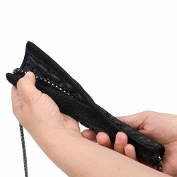 Chain Protection Wrap in Black Quilted Fabric For Flap Handbags 