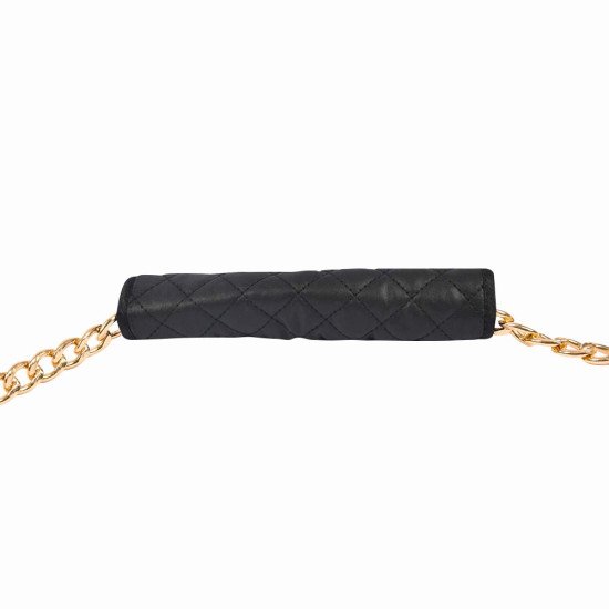 Chain Protection Wrap in Black Quilted Fabric For Flap Handbags 