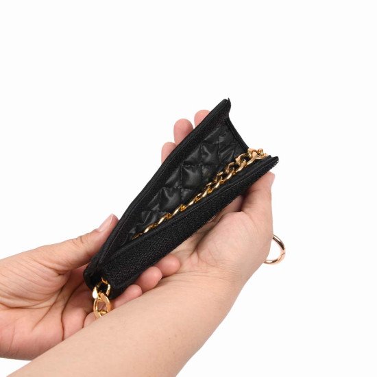 Chain Protection Wrap in Black Quilted Fabric For Flap Handbags 