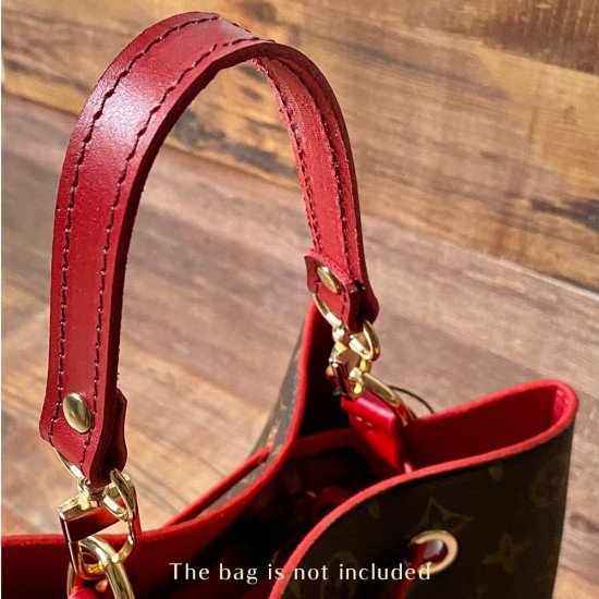 Leather Replacement Top Handle in Cherry Red for Designer Bags and LV NeoNoe ( ¾” Wide - 11.4” long)
