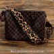 Replacement Guitar Style Strap In Leopard Pattern and Brown Leather Accent For Bags And Purses