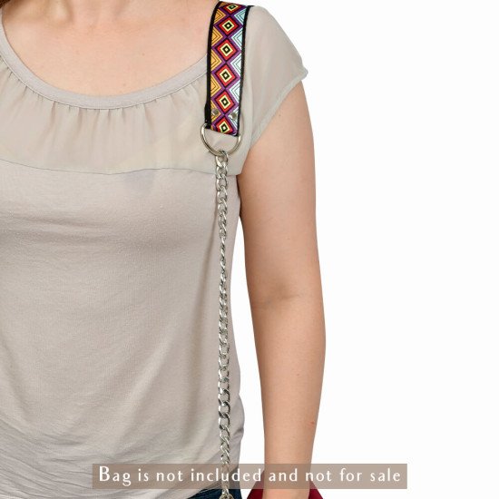 Replacement Chain Strap In Silver Color and Diamond Pattern For Shoulder and Crossbody Bags