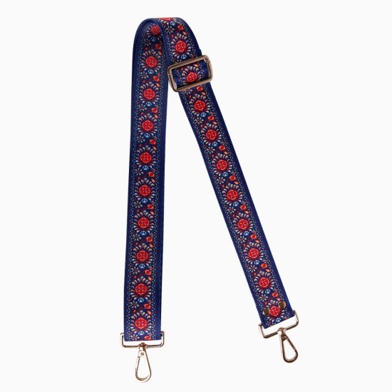 Replacement Guitar Style Strap In Navy Mandala Pattern