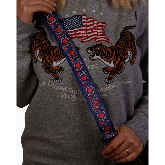 Replacement Guitar Style Strap In Navy Mandala Pattern