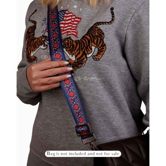 Replacement Guitar Style Strap In Navy Mandala Pattern