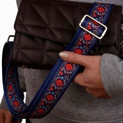 Replacement Guitar Style Strap In Navy Mandala Pattern