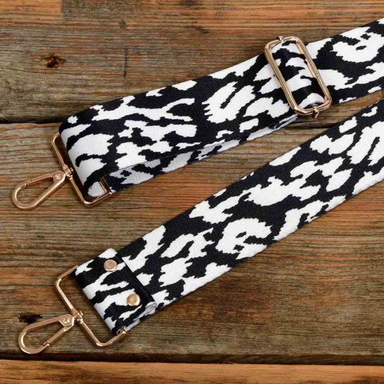 Replacement Guitar Style Strap In Dalmatian Pattern For Bags And Purses