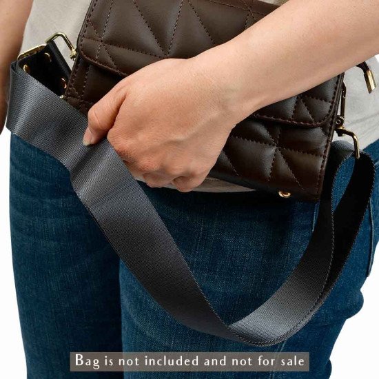 Replacement Guitar Style Strap In Dark Gray For Bags And Purses