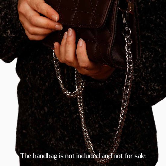 Silver Luxury Curb Type Chain Crossbody Handbag Strap with Various Length Options