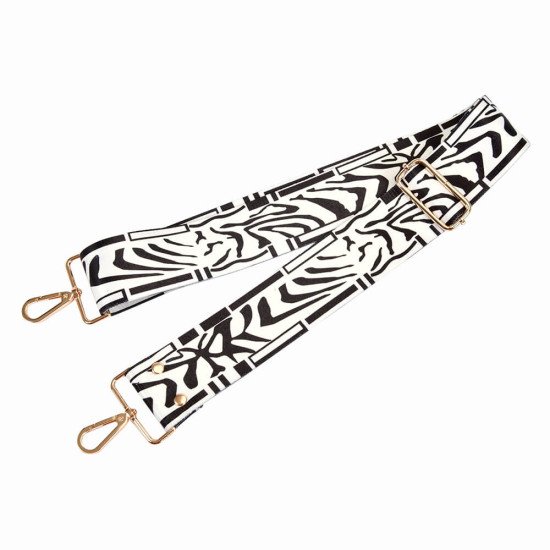 Replacement Guitar Style Strap In Zebra Pattern For Bags And Purses