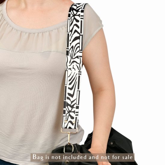 Replacement Guitar Style Strap In Zebra Pattern For Bags And Purses
