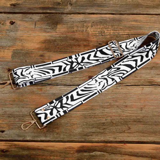Replacement Guitar Style Strap In Zebra Pattern For Bags And Purses