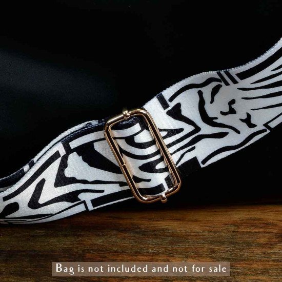 Replacement Guitar Style Strap In Zebra Pattern For Bags And Purses