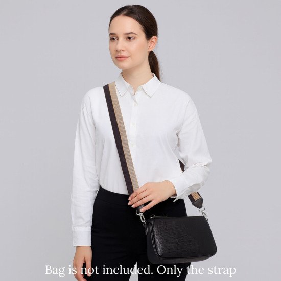 Beige & Black Striped Guitar-Style Bag Strap