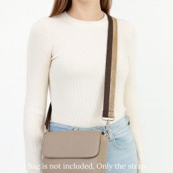 Beige & Black Striped Guitar-Style Bag Strap
