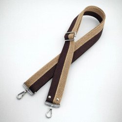 Beige & Black Striped Guitar-Style Bag Strap