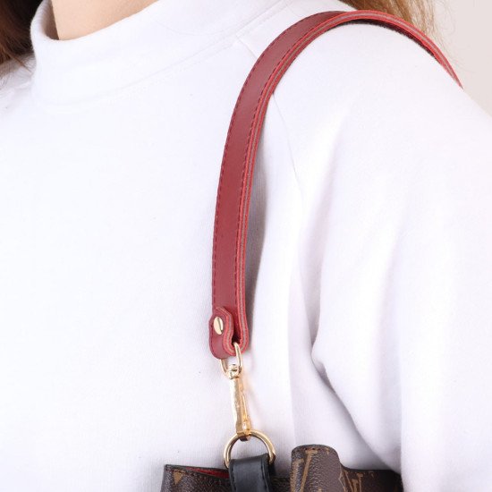 Hobo Style Cherry Red Leather Strap and Top Handle Replacement for Designer Bags (19.6 in. Length / 1 in. wide)