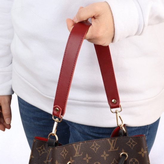 Hobo Style Cherry Red Leather Strap and Top Handle Replacement for Designer Bags (19.6 in. Length / 1 in. wide)