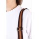 Striped Dark Brown & Tan Brown Adjustable Crossbody and Shoulder Bag and Purse Strap with Silver Clips  (1.5" wide)