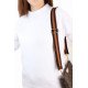 Striped Dark Brown & Tan Brown Adjustable Crossbody and Shoulder Bag and Purse Strap with Silver Clips  (1.5" wide)