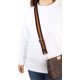 Striped Dark Brown & Tan Brown Adjustable Crossbody and Shoulder Bag and Purse Strap with Silver Clips  (1.5" wide)