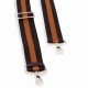 Striped Dark Brown & Tan Brown Adjustable Crossbody and Shoulder Bag and Purse Strap with Silver Clips  (1.5" wide)