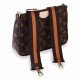 Striped Dark Brown & Tan Brown Adjustable Crossbody and Shoulder Bag and Purse Strap with Silver Clips  (1.5" wide)