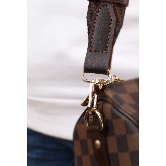 Striped Dark Brown & Tan Brown Adjustable Crossbody and Shoulder Bag and Purse Strap with Leather End (1.5" wide)