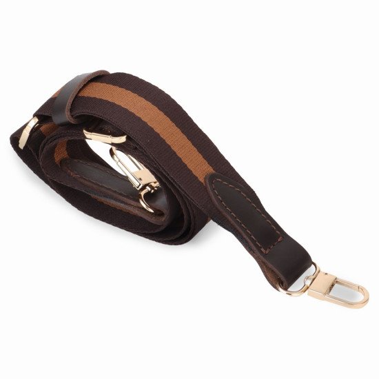 Striped Dark Brown & Tan Brown Adjustable Crossbody and Shoulder Bag and Purse Strap with Leather End (1.5" wide)