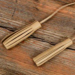 Twin Leather Tassels Handbag and Purse Charm in Beige