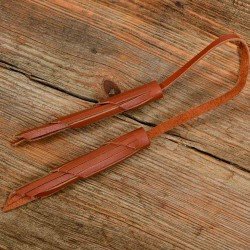 Twin Leather Tassels Handbag and Purse Charm in Brown