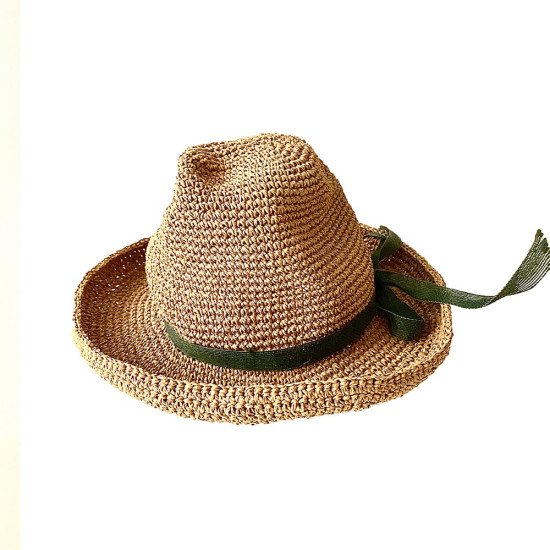 Handcrafted Short Brim Straw Hat with Matching Ribbon (More Colors)