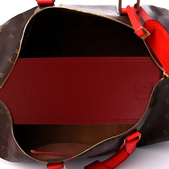 Keepall 55 Leather Bag Base Shaper in Cherry Red, Luggage Bag Bottom Shaper