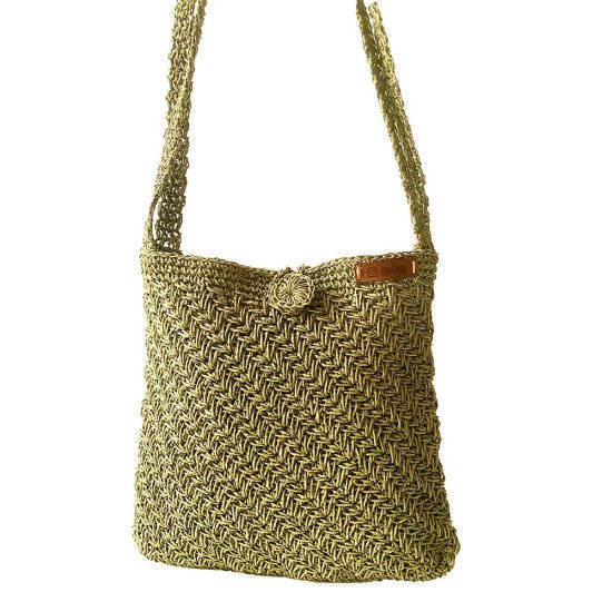 Handcrafted Eco-Chic Khaki Crochet Shoulder Crossbody Bag