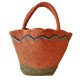 Paper Yarn Trapezoid Beach Bag in Orange and Khaki