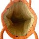 Paper Yarn Trapezoid Beach Bag in Orange and Khaki