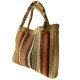 Paper Yarn Handcrafted Large Tote Bag with Striped Design