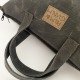 Zipper Waxed Canvas Tote Bag Small Size in Charcoal Color