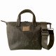 Zipper Waxed Canvas Tote Bag Small Size in Charcoal Color