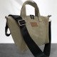 Zipper Waxed Canvas Tote Bag Small Size in Olive Green