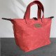 Zipper Waxed Canvas Tote Bag Small Size in Vermilion Red