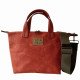 Zipper Waxed Canvas Tote Bag Small Size in Vermilion Red