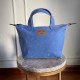 Zipper Waxed Canvas Tote Bag Small Size in Royal Blue