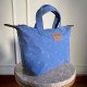 Zipper Waxed Canvas Tote Bag Small Size in Royal Blue